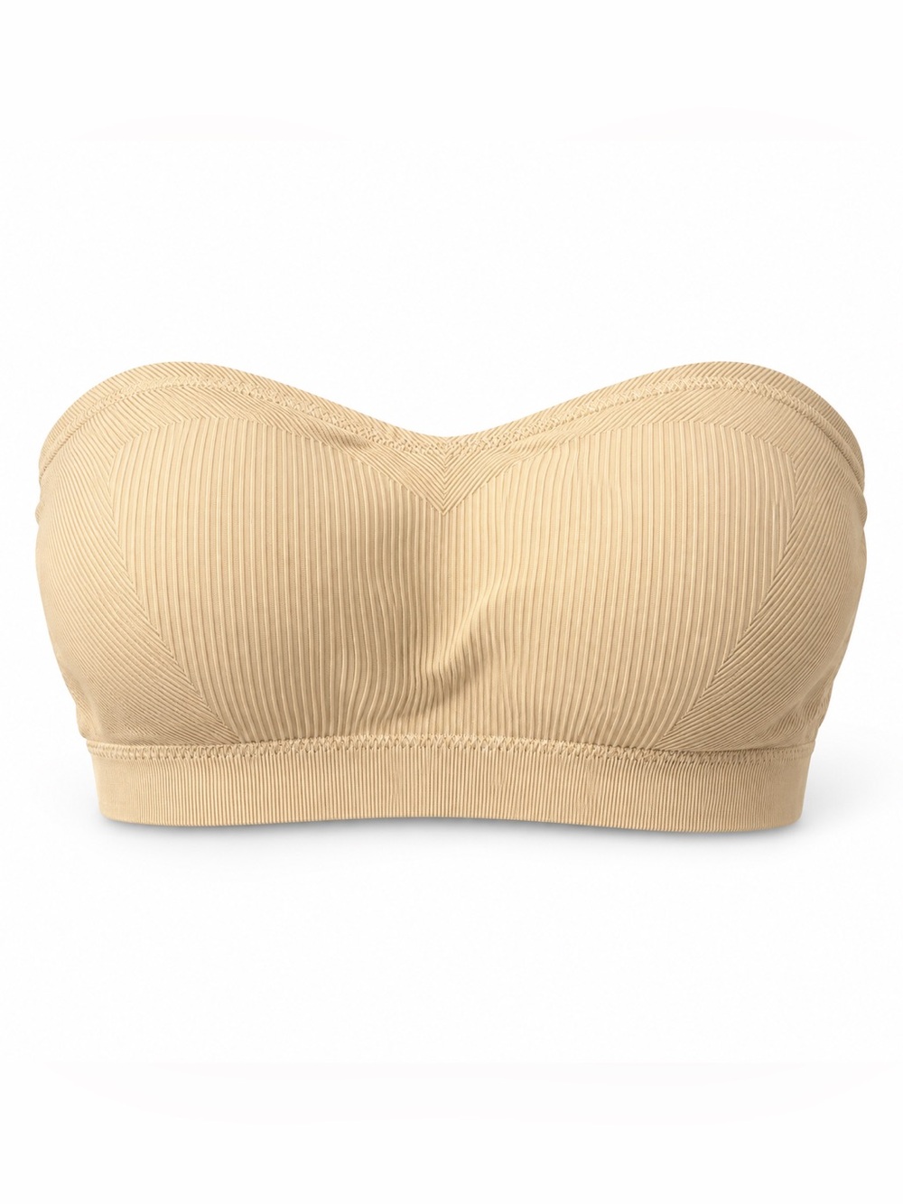 🖤 Nude Ribbed Strapless Bandeau Bra w/ Attachable Straps | Size L | NWOT
